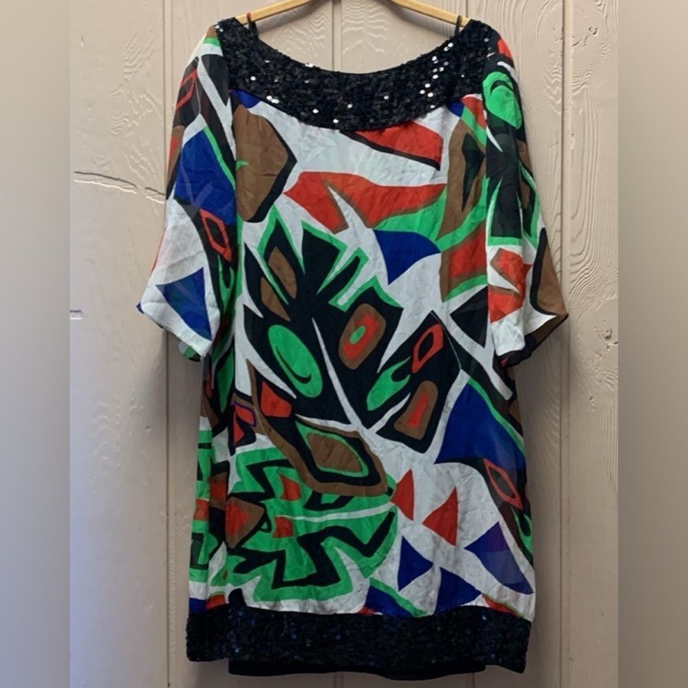 Colorful Abstract Women's Silk Dress